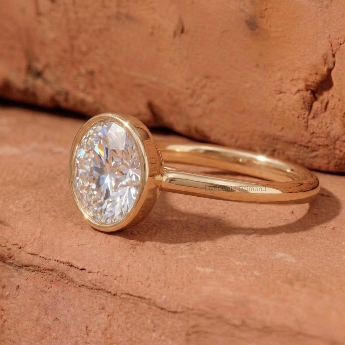 Round Cut Lab Grown Diamond Bezel Solitaire Ring