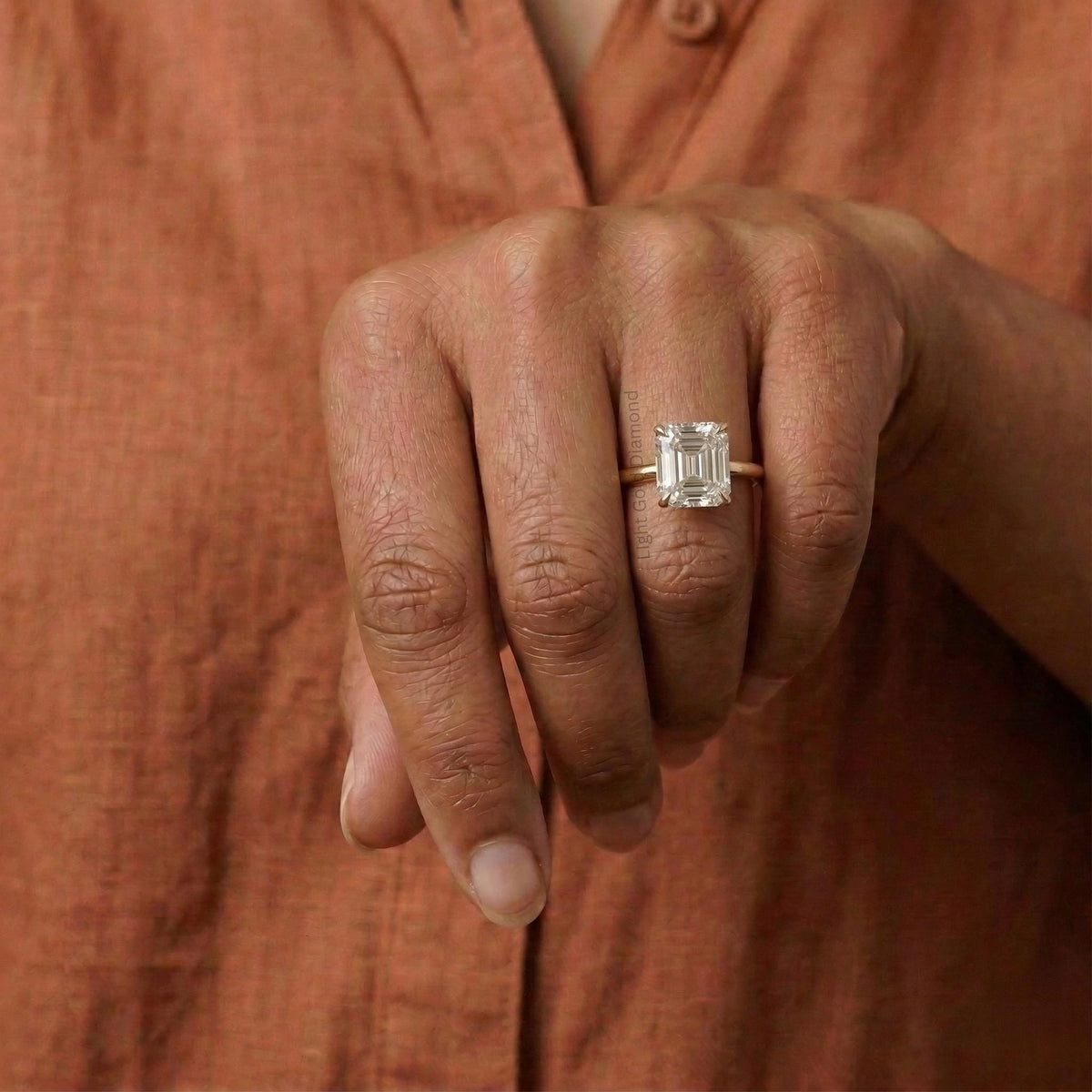 Lab Grown Asscher Diamond Hidden Halo Engagement Ring