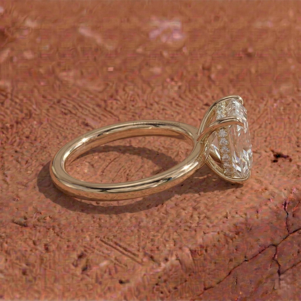 Lab Grown Asscher Diamond Hidden Halo Engagement Ring