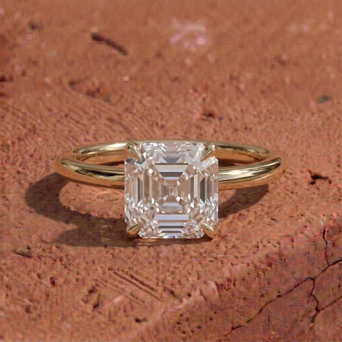 Lab Grown Asscher Diamond Hidden Halo Engagement Ring