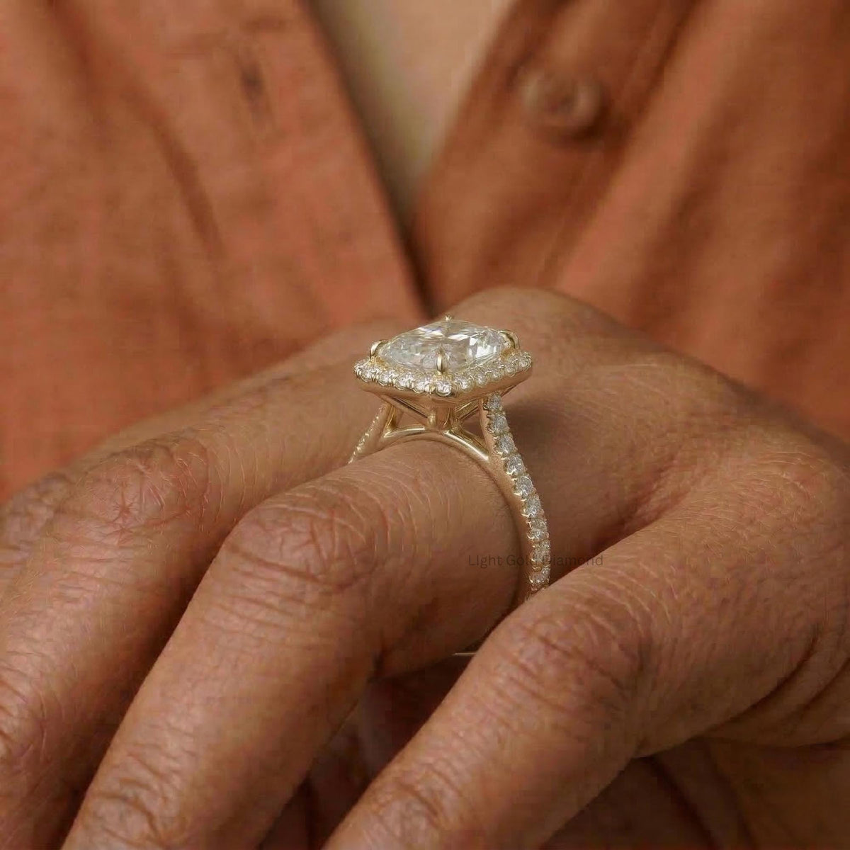 Lab Grown Radiant Diamond Halo Engagement Ring