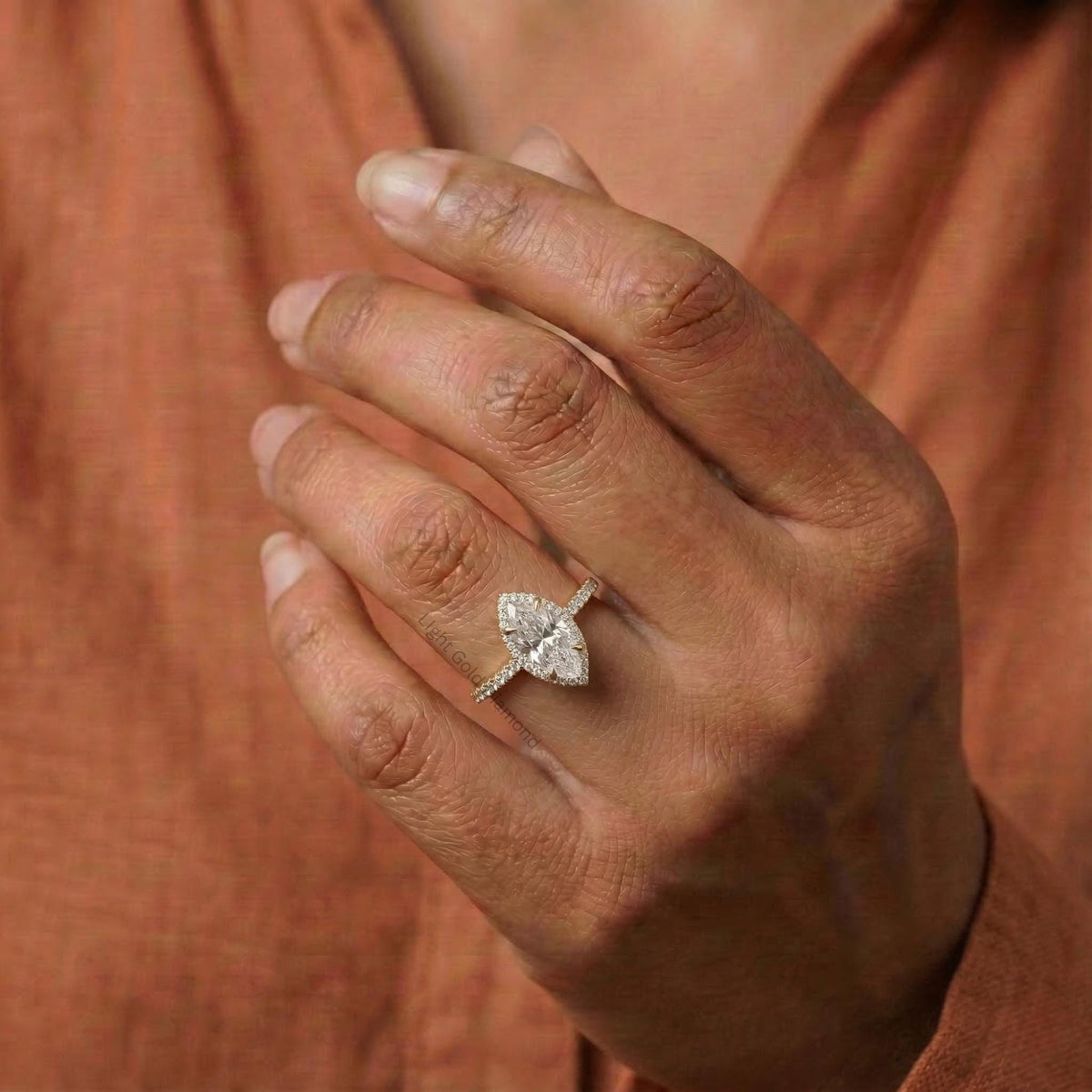 Marquise Cut Lab Grown Diamond Halo Engagement Ring