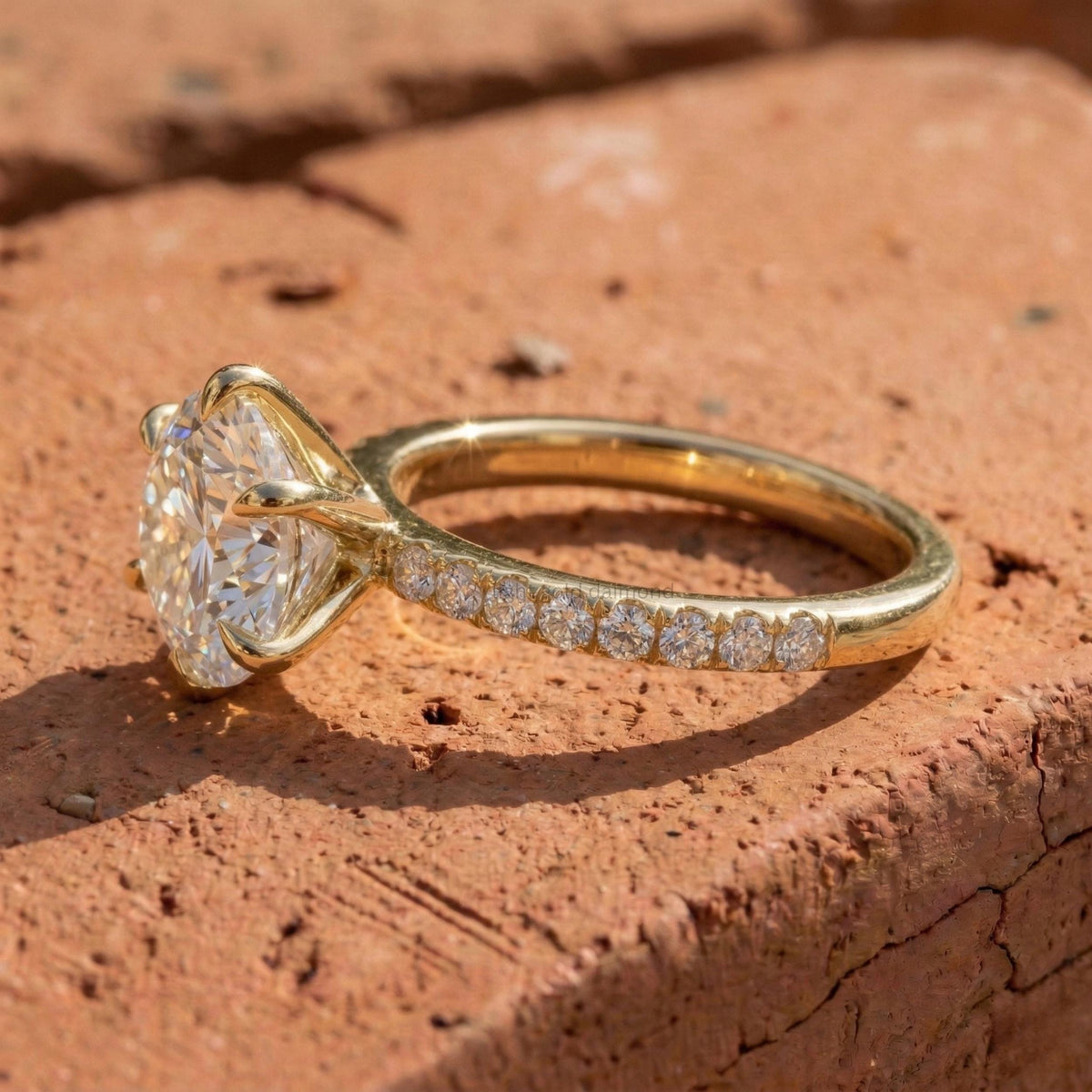 Lab Grown Round Diamond Accent Engagement Ring