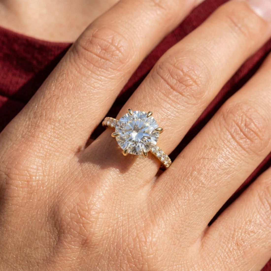 Lab Grown Round Diamond Accent Engagement Ring