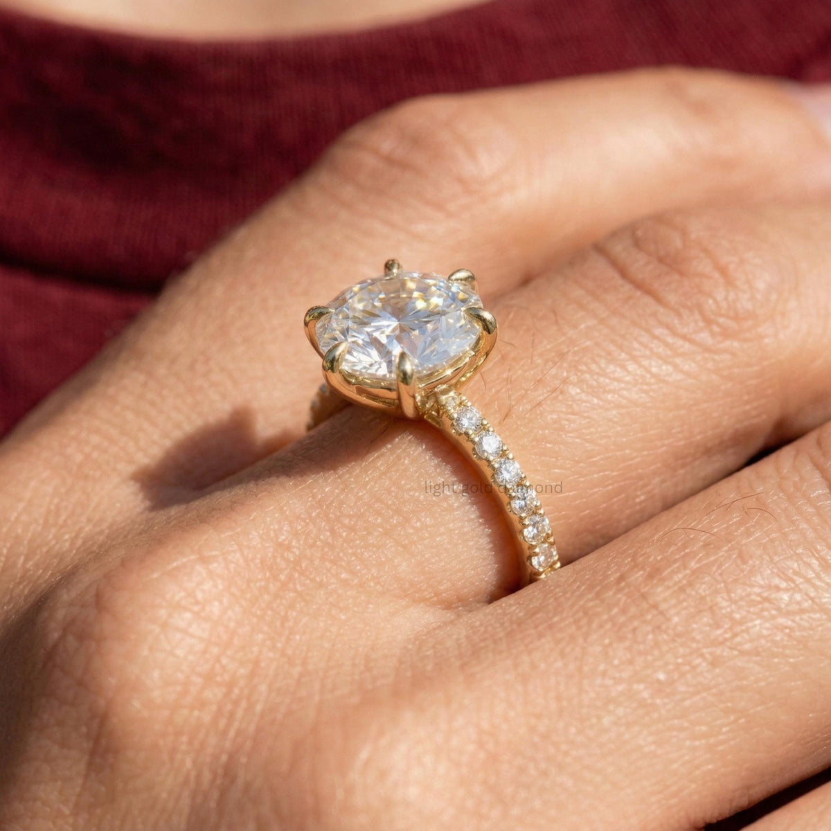 Lab Grown Round Diamond Accent Engagement Ring