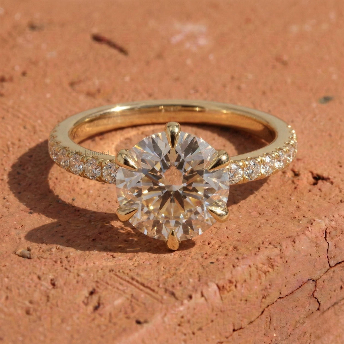Lab Grown Round Diamond Accent Engagement Ring