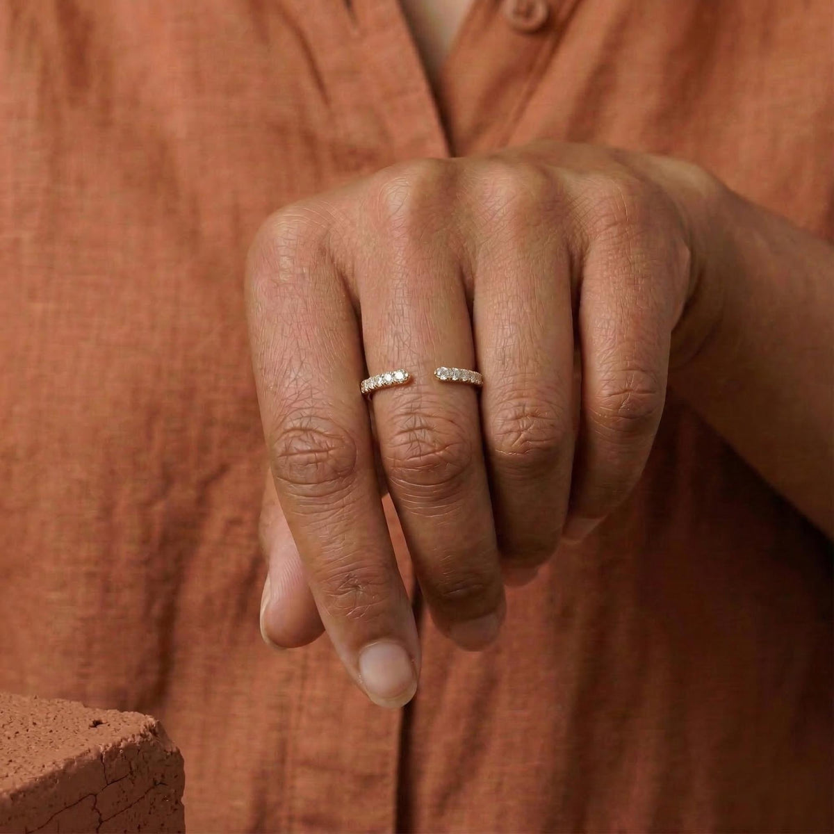 Lab Grown Round Diamond Open Cuff Wedding Band