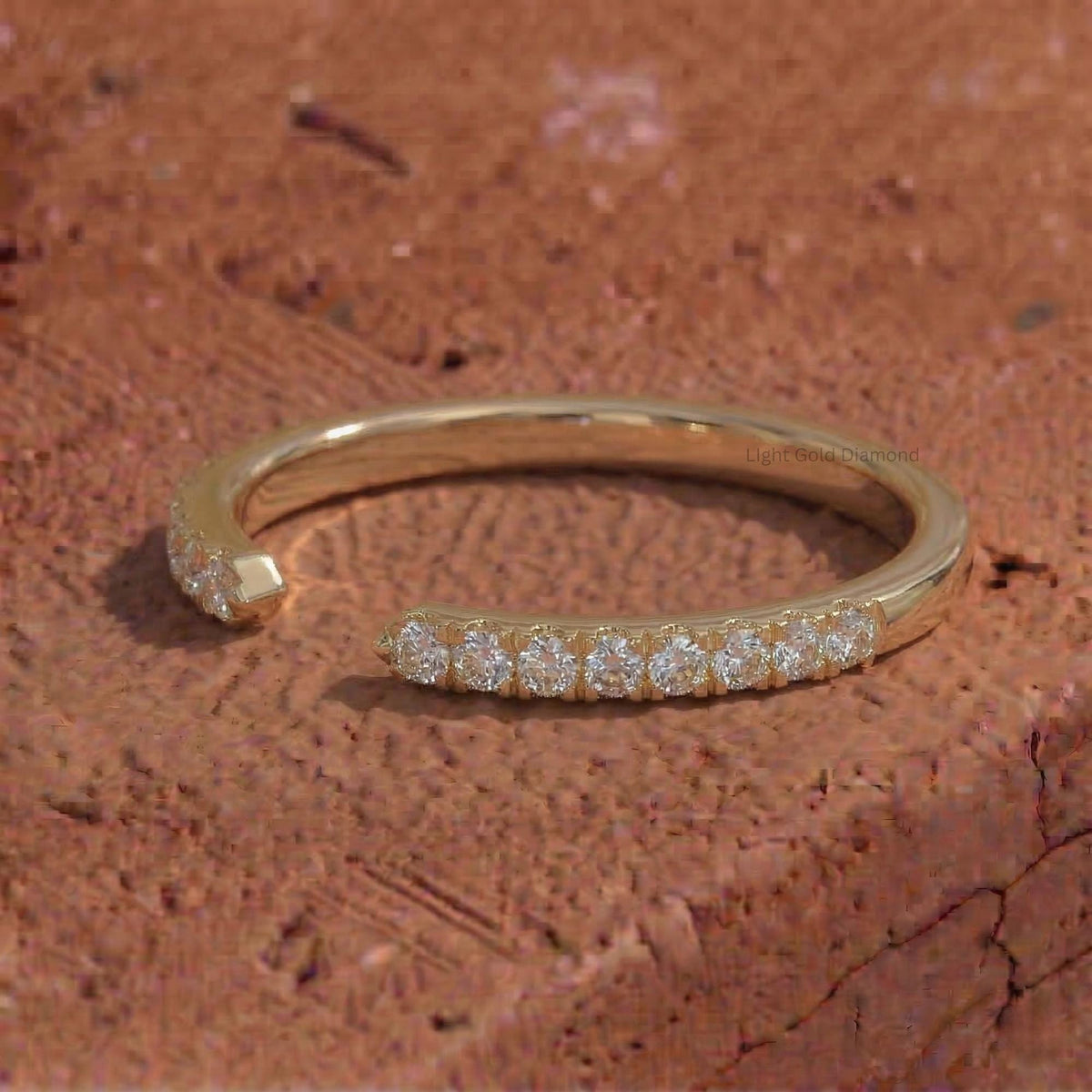 Lab Grown Round Diamond Open Cuff Wedding Band