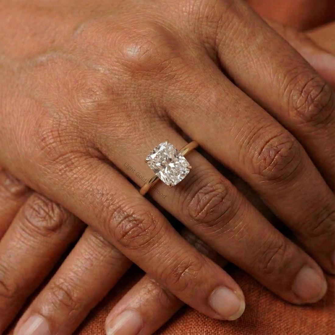 Lab Grown Elongated Cushion Diamond Engagement Ring