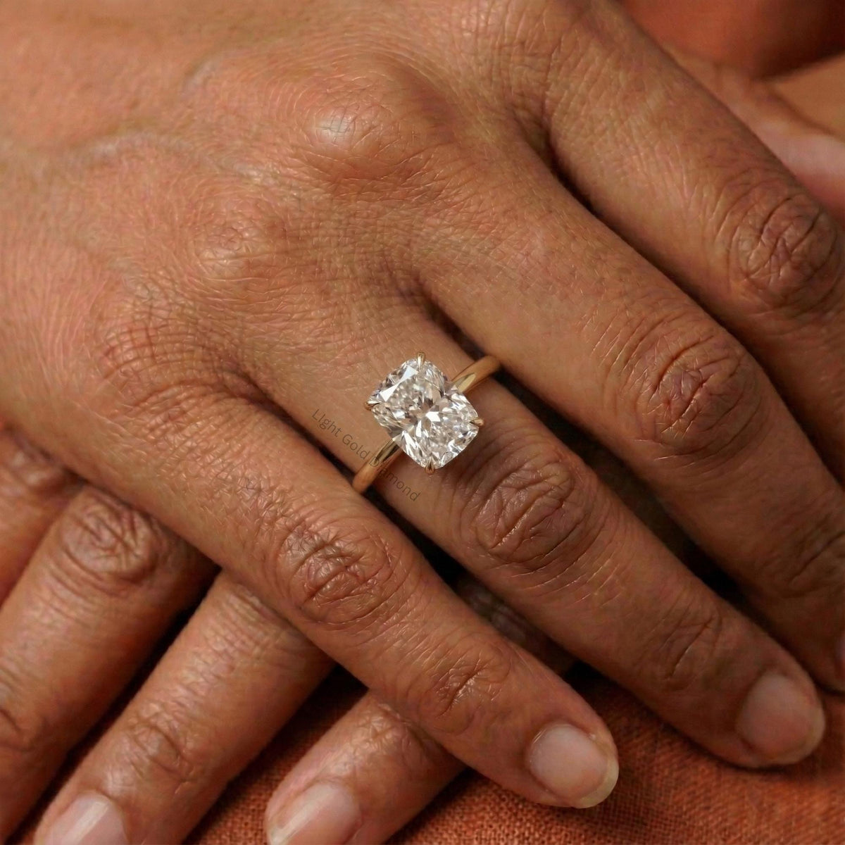 Lab Grown Elongated Cushion Diamond Engagement Ring