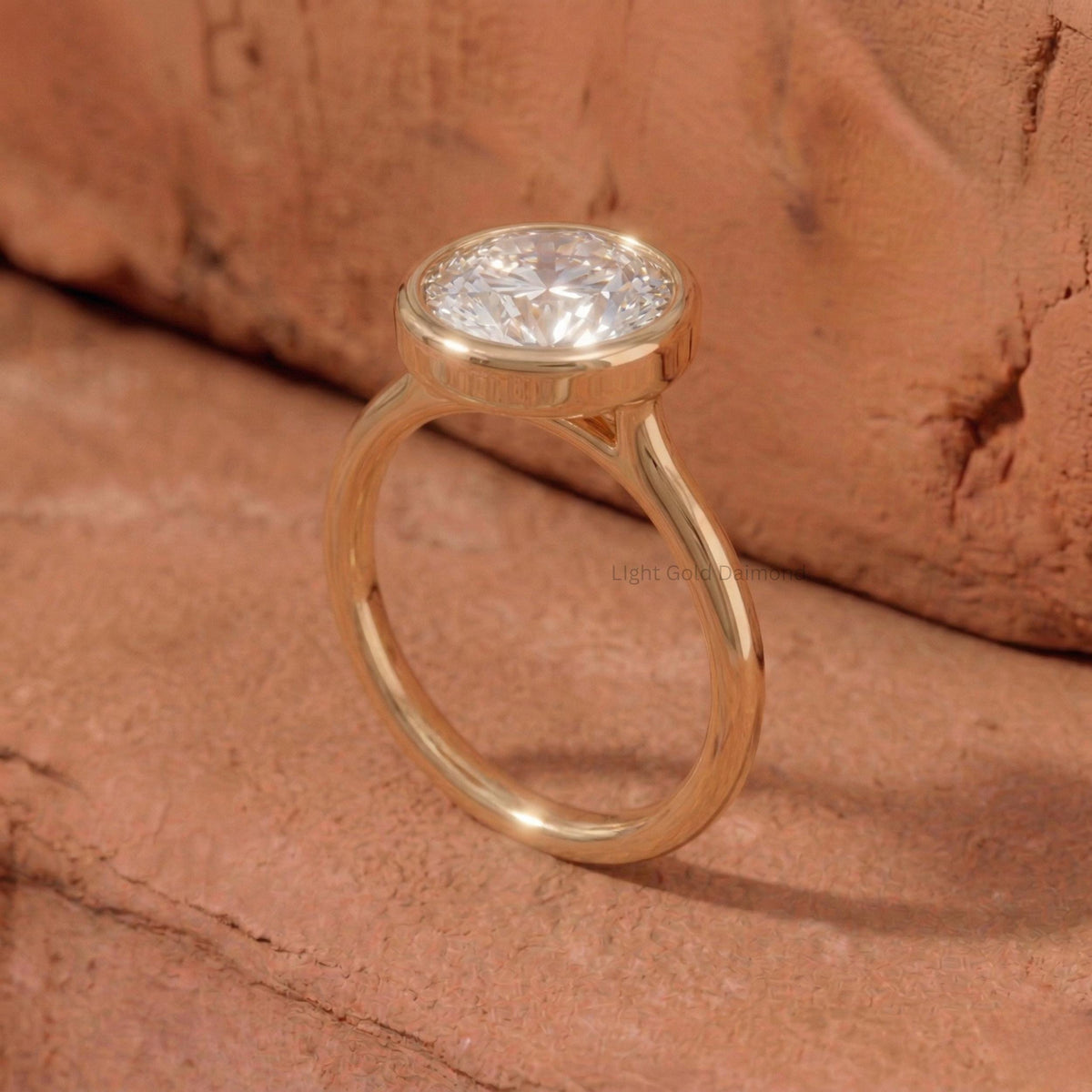 Round Cut Lab Grown Diamond Bezel Solitaire Ring