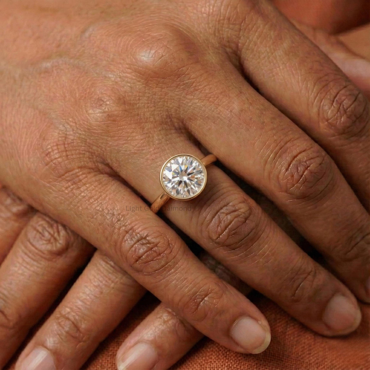 Round Cut Lab Grown Diamond Bezel Solitaire Ring