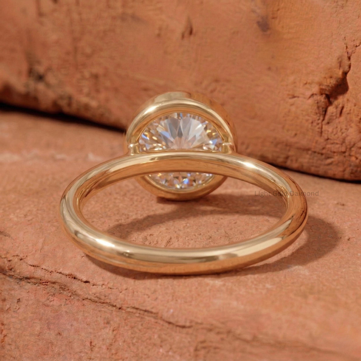 Round Cut Lab Grown Diamond Bezel Solitaire Ring
