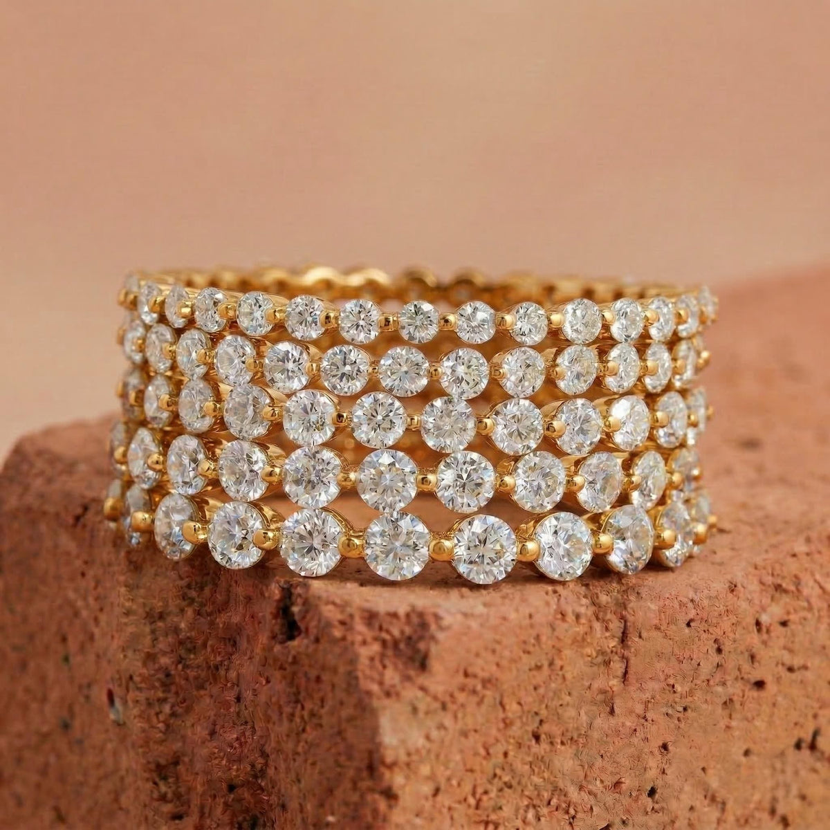Lab Grown Round Diamond Full Eternity Band With Shared Prong Setting