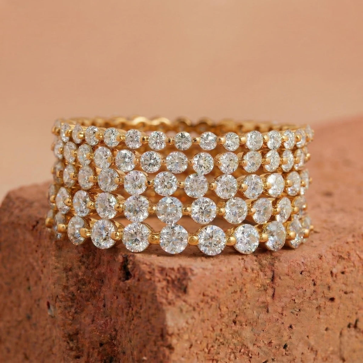 Lab Grown Round Diamond Full Eternity Band With Shared Prong Setting