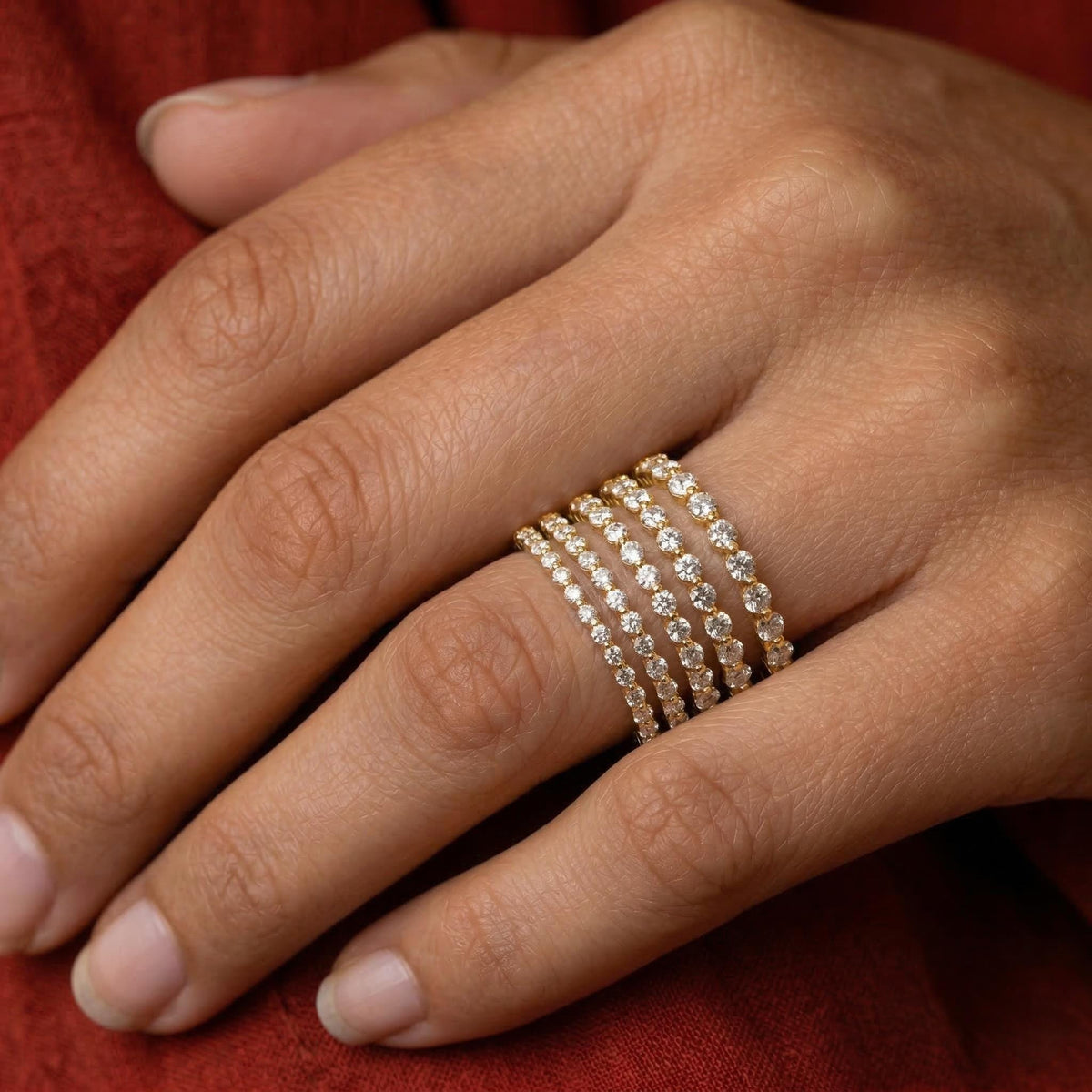 Lab Grown Round Diamond Full Eternity Band With Shared Prong Setting
