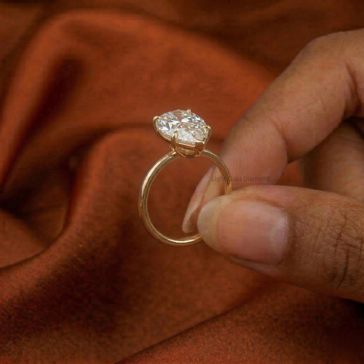 Lab Grown Pear Diamond Solitaire Ring