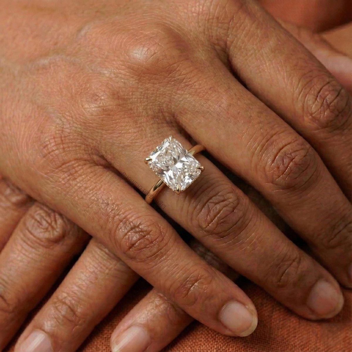 Radiant Cut Lab Grown Diamond Solitaire Engagement Ring