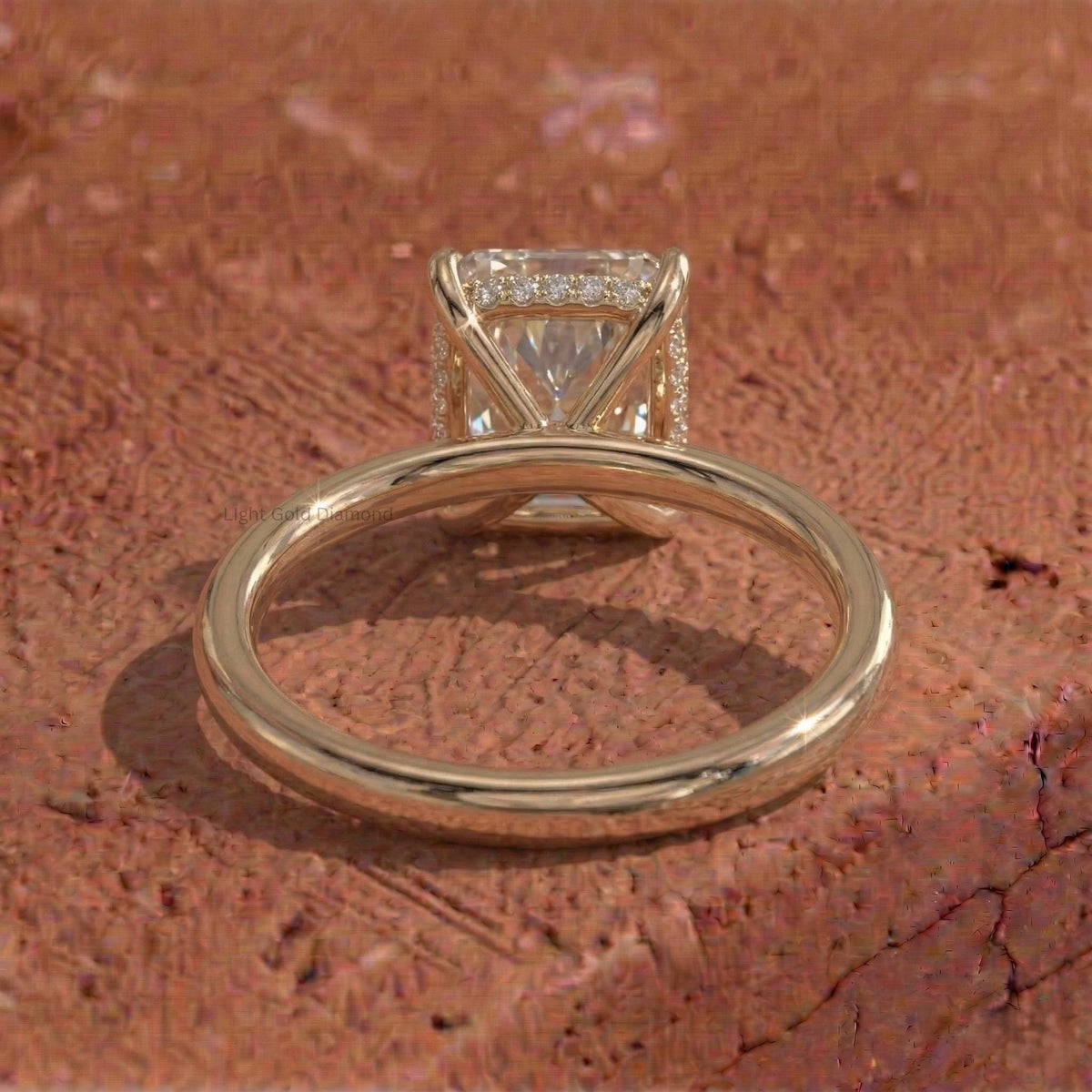 Lab Grown Asscher Diamond Hidden Halo Engagement Ring