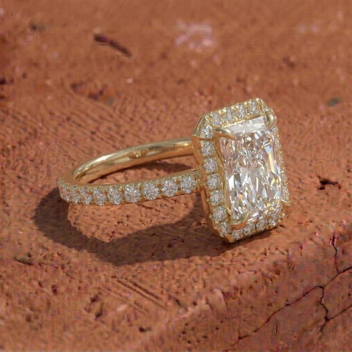 Lab Grown Radiant Diamond Halo Engagement Ring