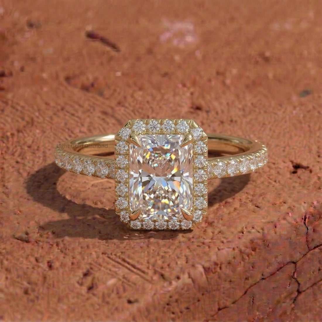 Lab Grown Radiant Diamond Halo Engagement Ring