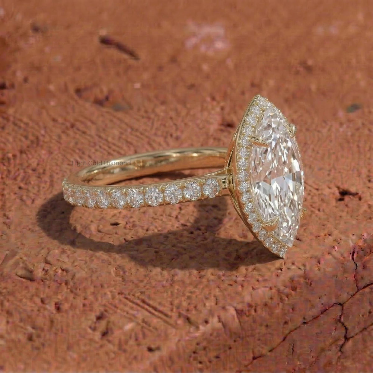 Marquise Cut Lab Grown Diamond Halo Engagement Ring