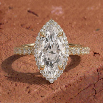 Marquise Cut Lab Grown Diamond Halo Engagement Ring
