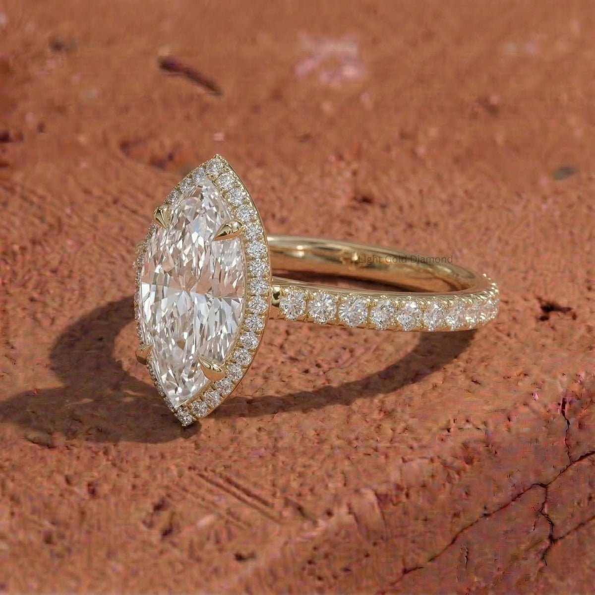 Marquise Cut Lab Grown Diamond Halo Engagement Ring