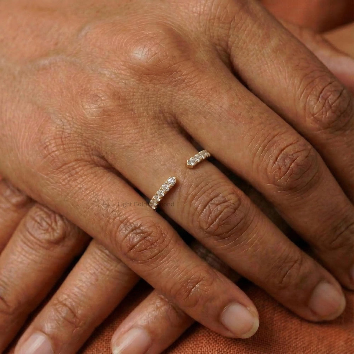Lab Grown Round Diamond Open Cuff Wedding Band