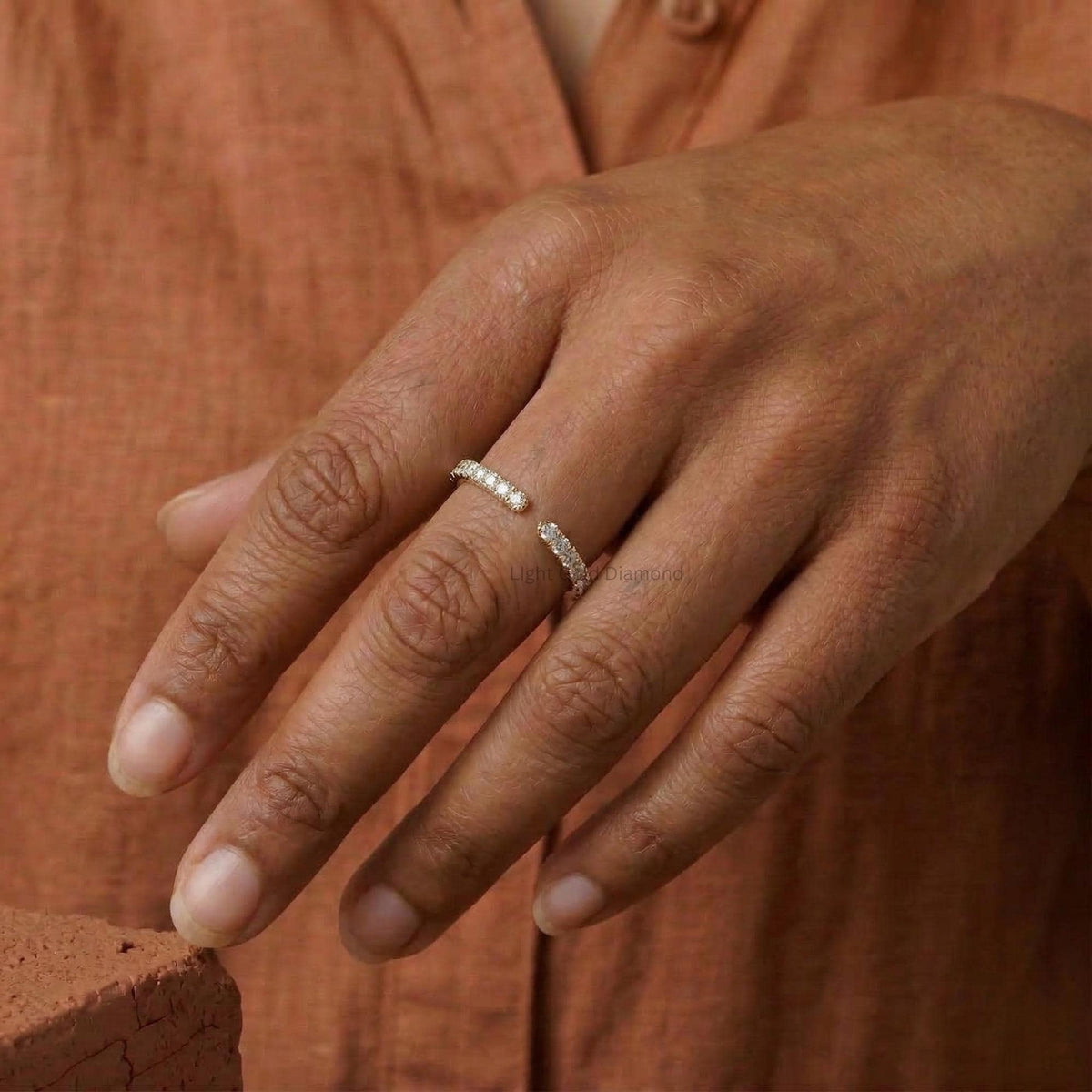 Lab Grown Round Diamond Open Cuff Wedding Band