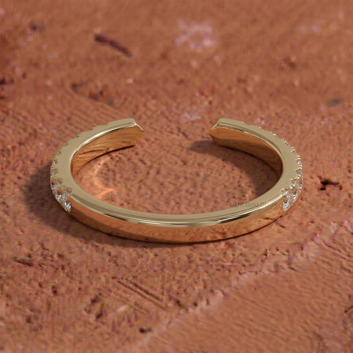 Lab Grown Round Diamond Open Cuff Wedding Band