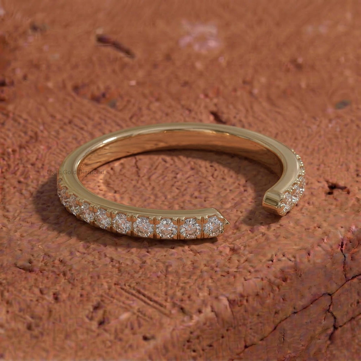 Lab Grown Round Diamond Open Cuff Wedding Band