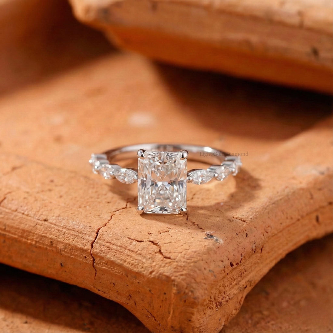 Radiant Cut Lab Grown Diamond Hidden Halo Solitaire Ring