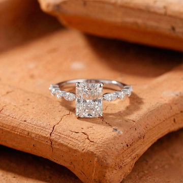 Radiant Cut Lab Grown Diamond Hidden Halo Solitaire Ring