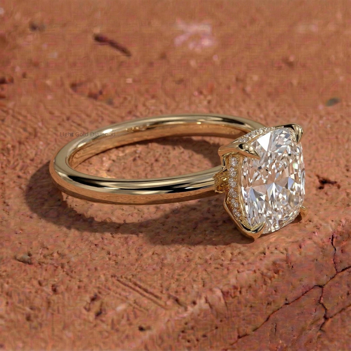 Lab Grown Elongated Cushion Diamond Engagement Ring