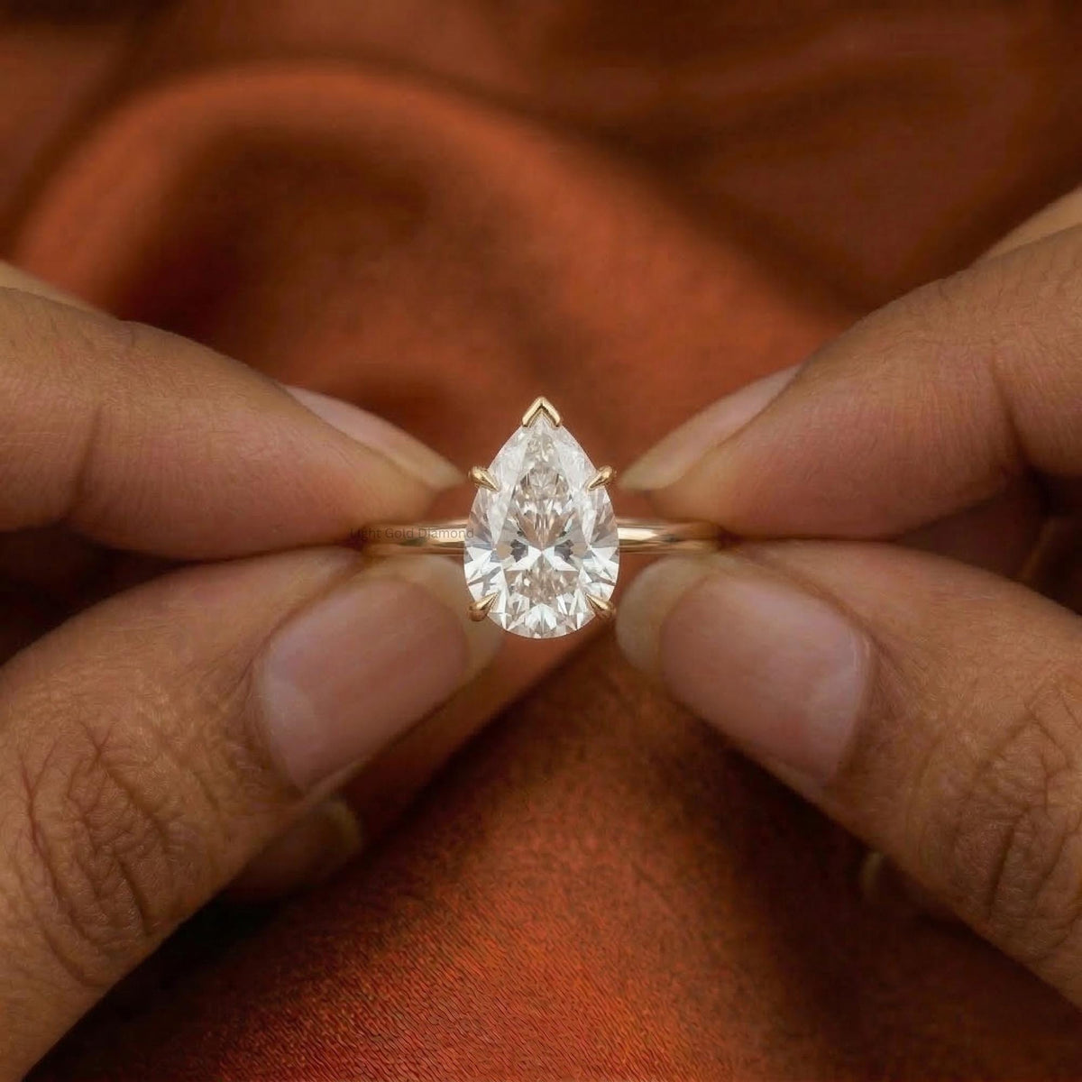Lab Grown Pear Diamond Solitaire Ring
