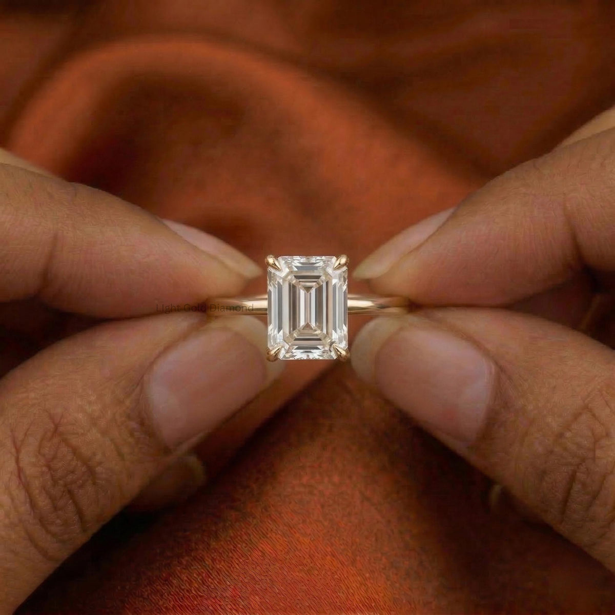 Lab Grown Emerald Diamond Engagement Ring