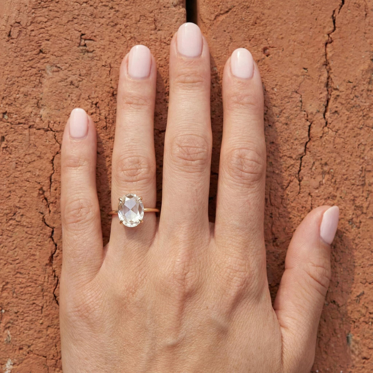 Rose Cut Oval Lab Grown Diamond Solitaire Ring