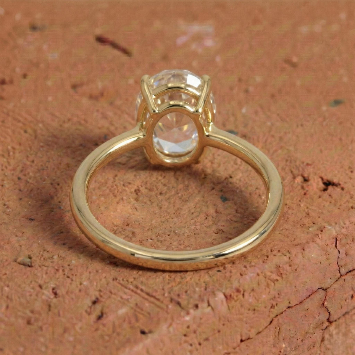 Rose Cut Oval Lab Grown Diamond Solitaire Ring