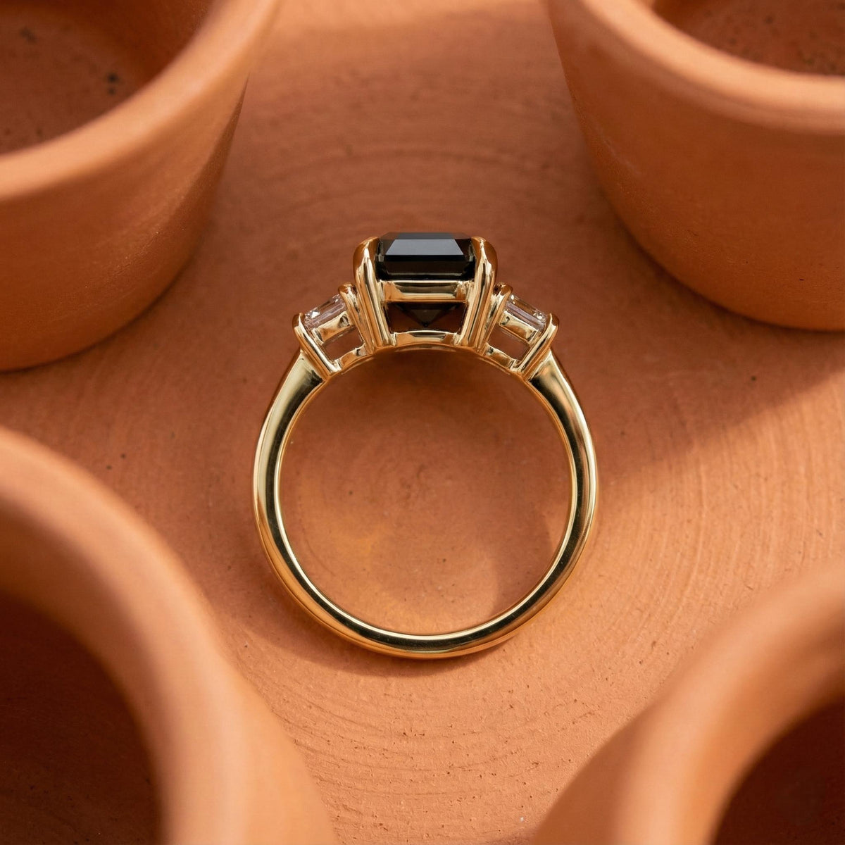 Black Diamond Three Stone Ring