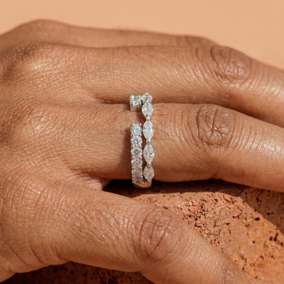 Round & Marquise Cut Diamond Enhancer Ring