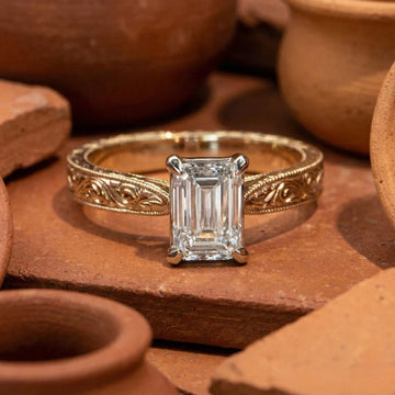 1 To 5 CT Emerald Cut Lab Grown Diamond Engagement Ring