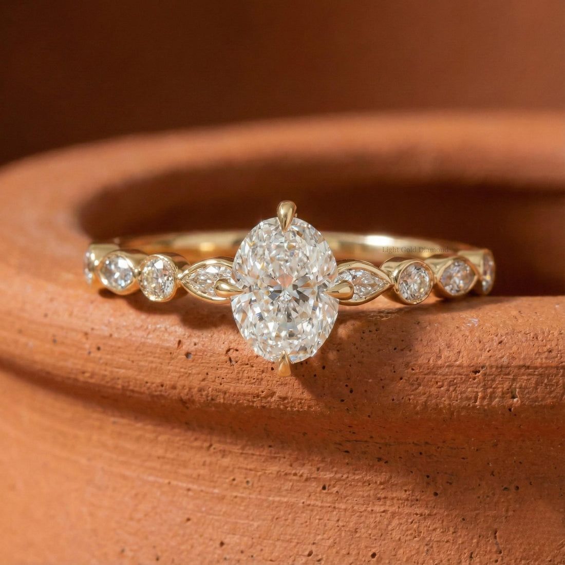 Oval Lab Grown Diamond Hidden Halo Ring