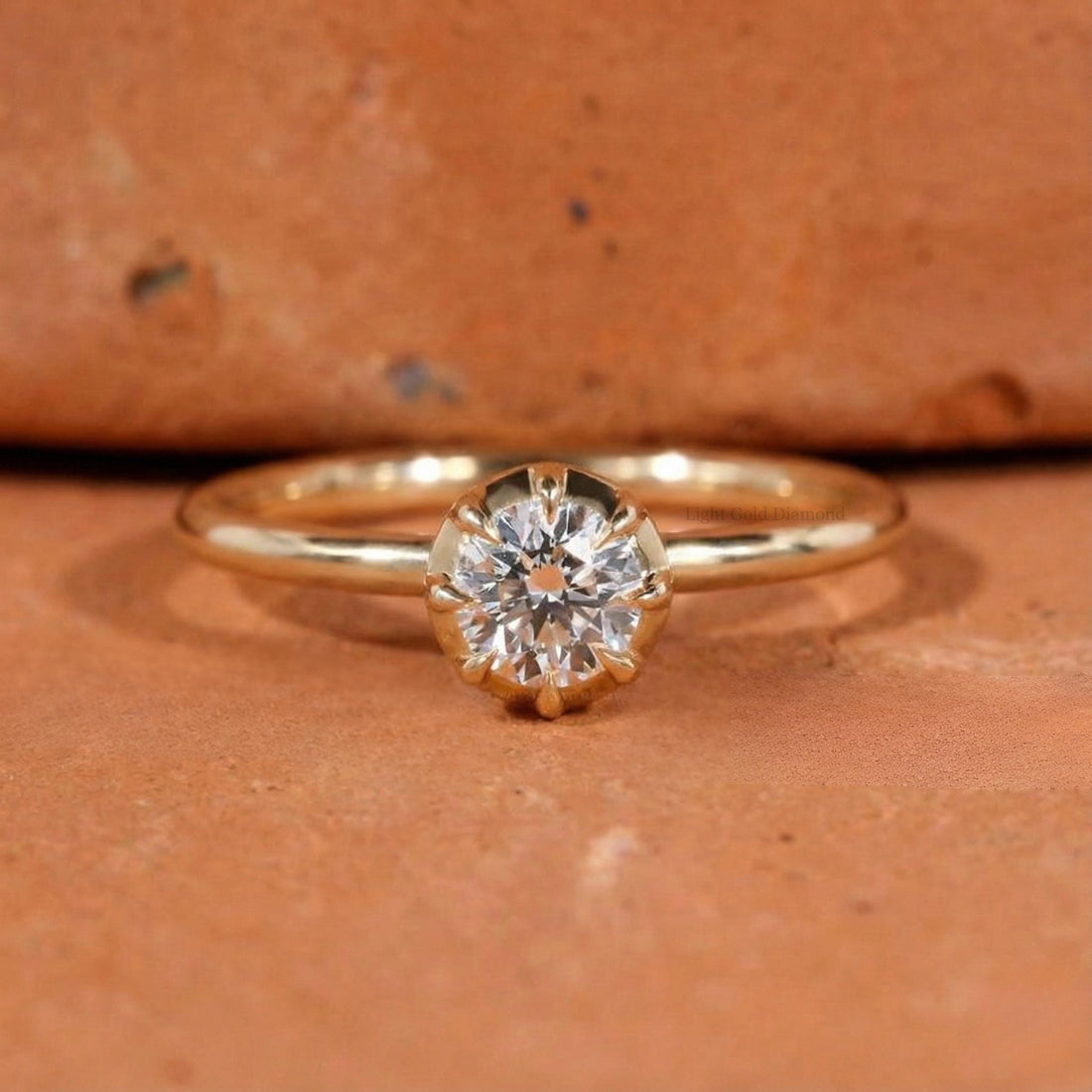 Lab Grown Round Diamond Antique Engagement Ring