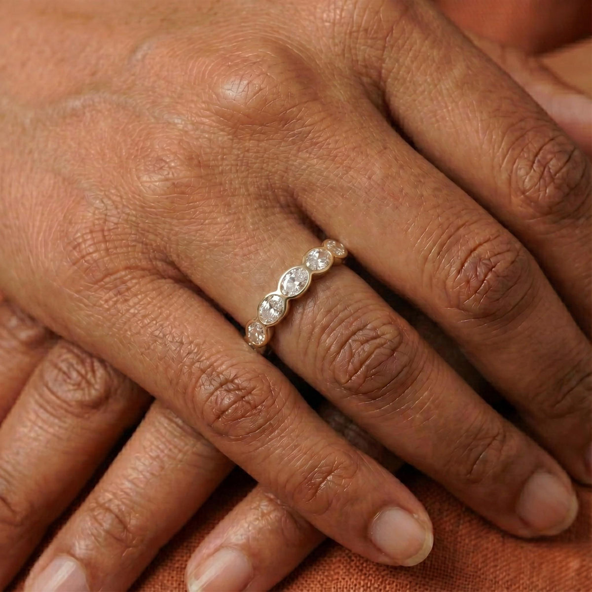 East West Oval Cut Lab Grown Diamond Eternity Band