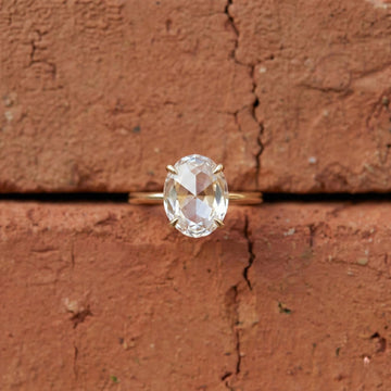 Rose Cut Oval Lab Grown Diamond Solitaire Ring