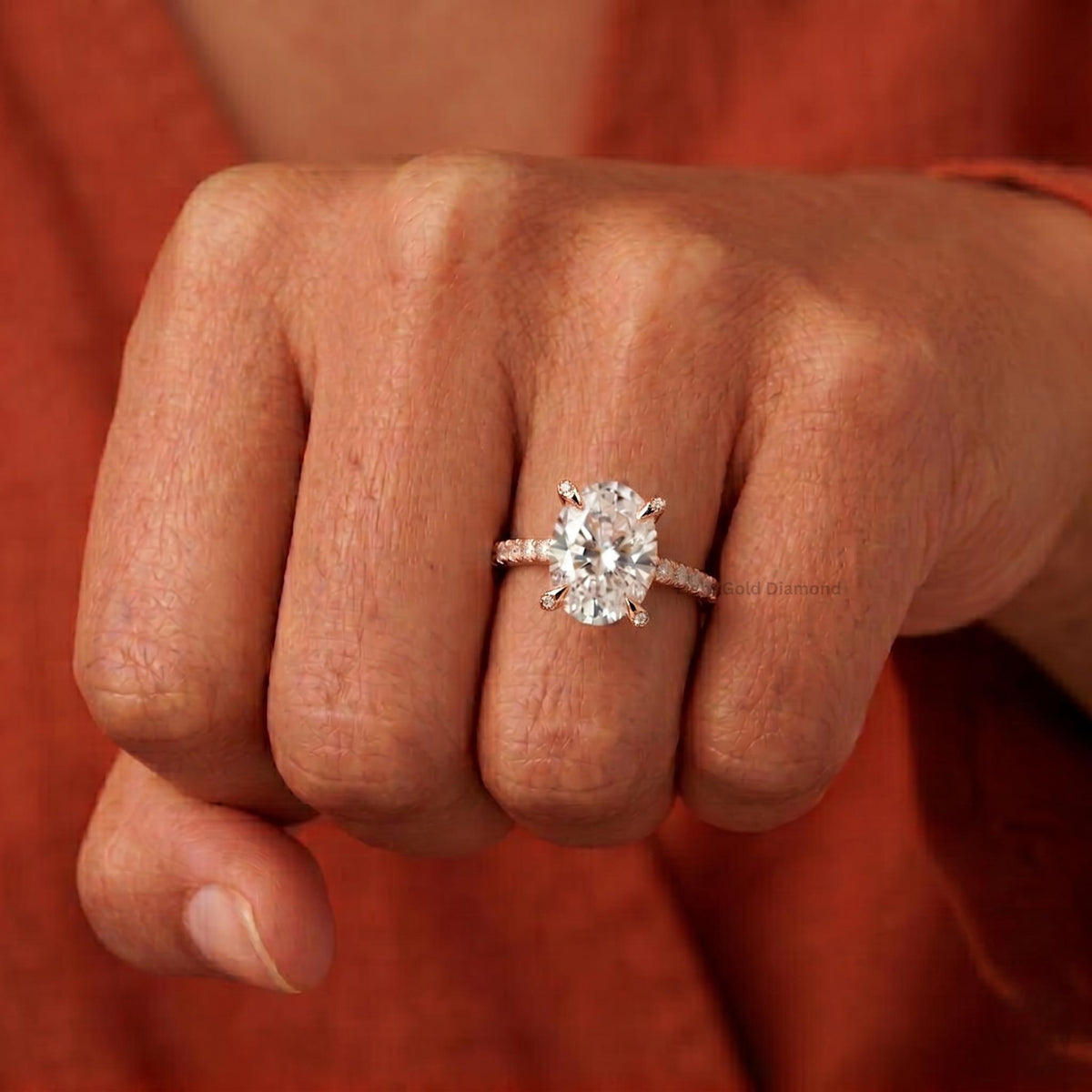 2CT IGI Oval Lab Diamond Hidden Halo Ring