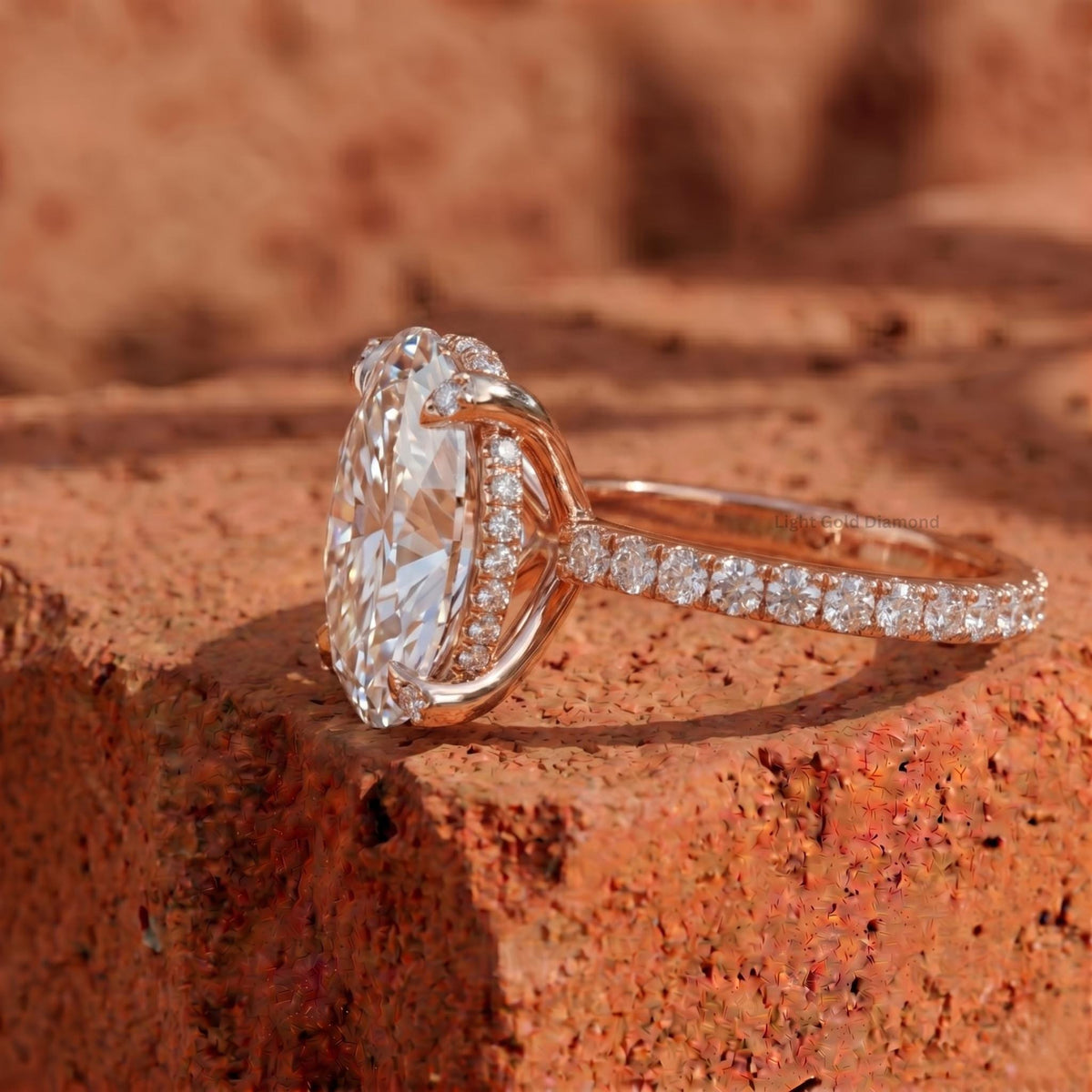 2CT IGI Oval Lab Diamond Hidden Halo Ring