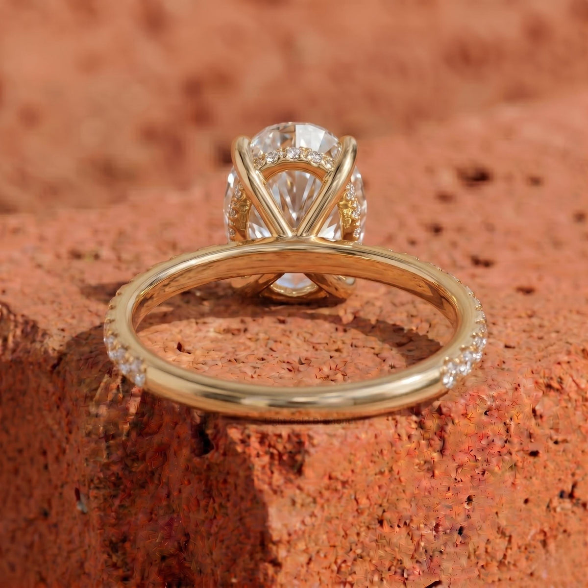 3 carat Oval Lab Grown Diamond Hidden Halo Ring