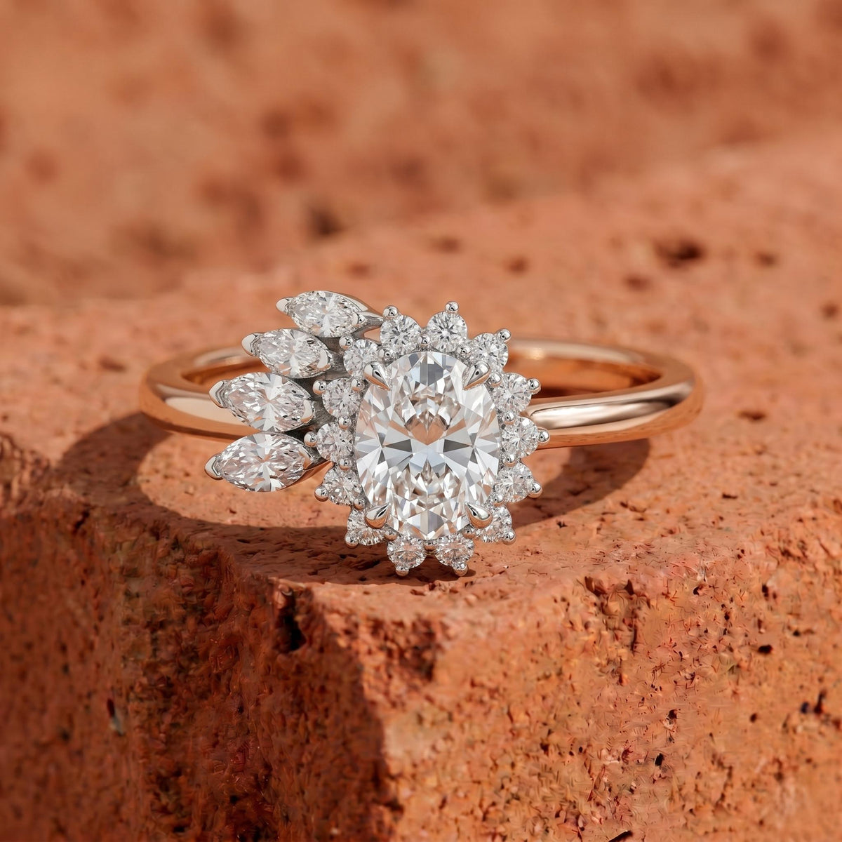 Lab Grown Oval Diamond Unique Ring